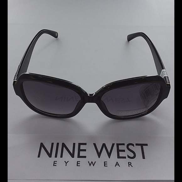 NWT Nine West Square Aviator Black Sunglasses - Picture 2 of 5